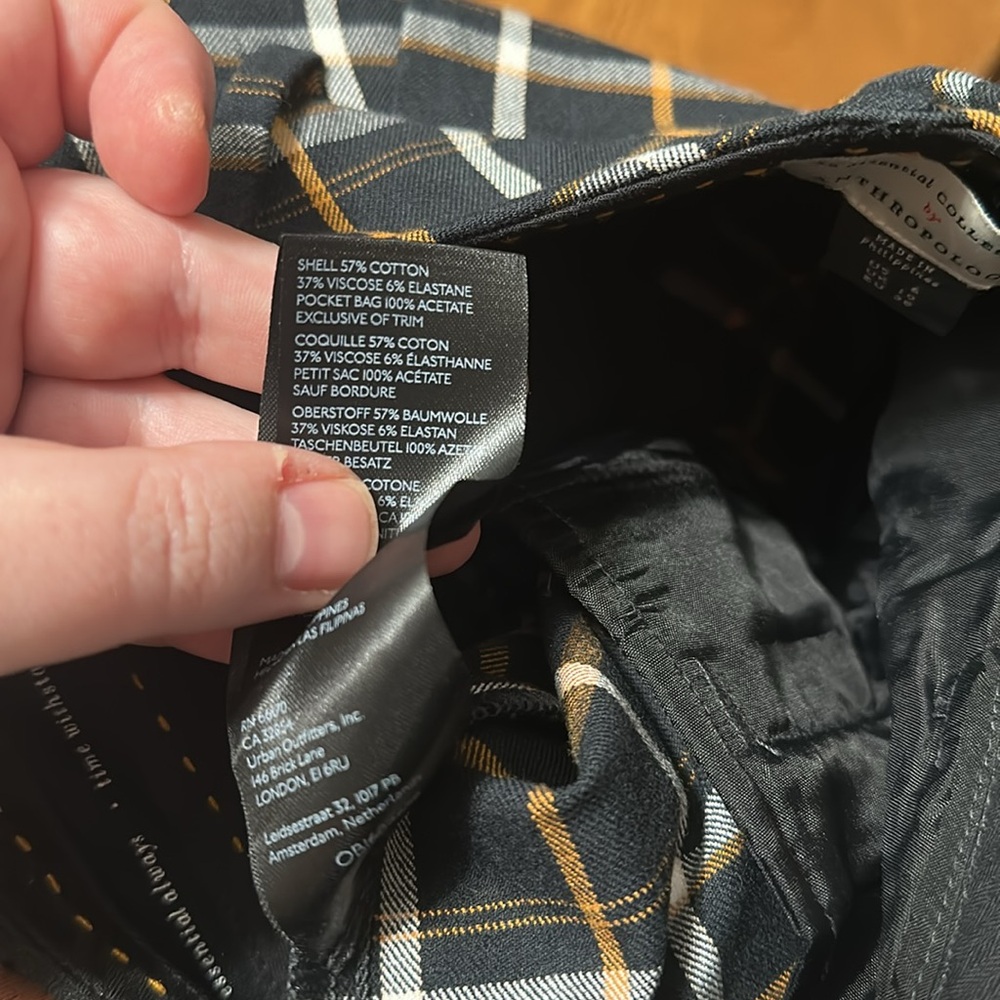 Anthropologie The Essential Collection Black and Orange Plaid Pants - Picture 5 of 5